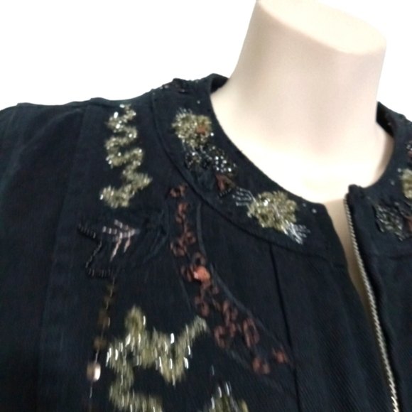 Chicos Black Denim Jean Jacket Sz 0 - Picture 2 of 5